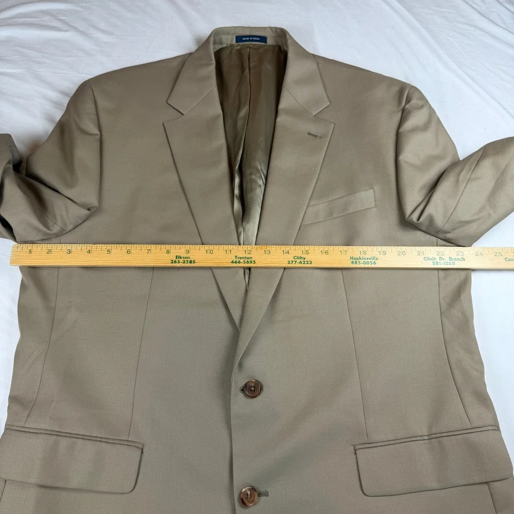 Ralph Ralph Lauren Mens 46L Tan Khaki 100% Wool 2-Button Blazer Sport Coat